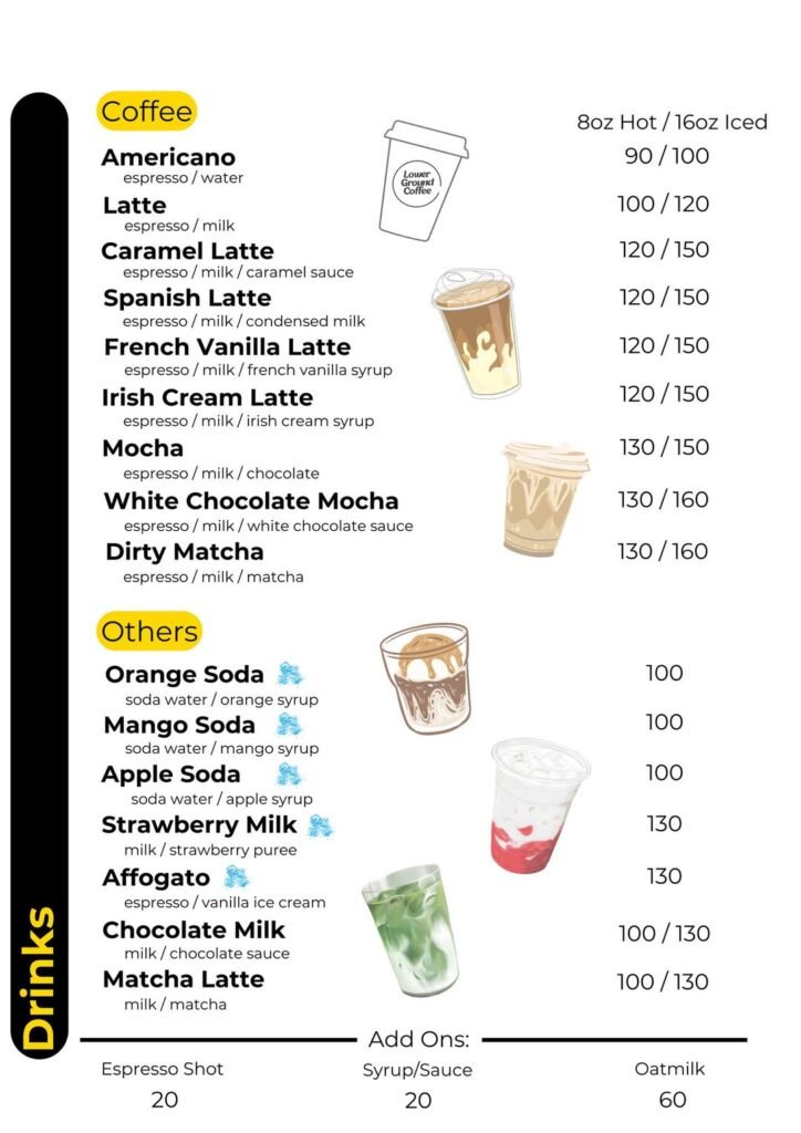 Lower Ground Coffee menu 3