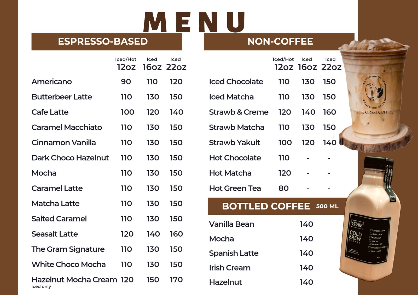 The Gram Coffee – Mandaluyong menu