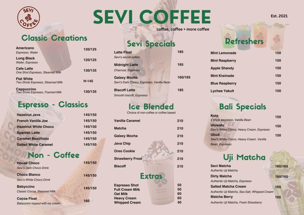 Sevi Coffee menu 1