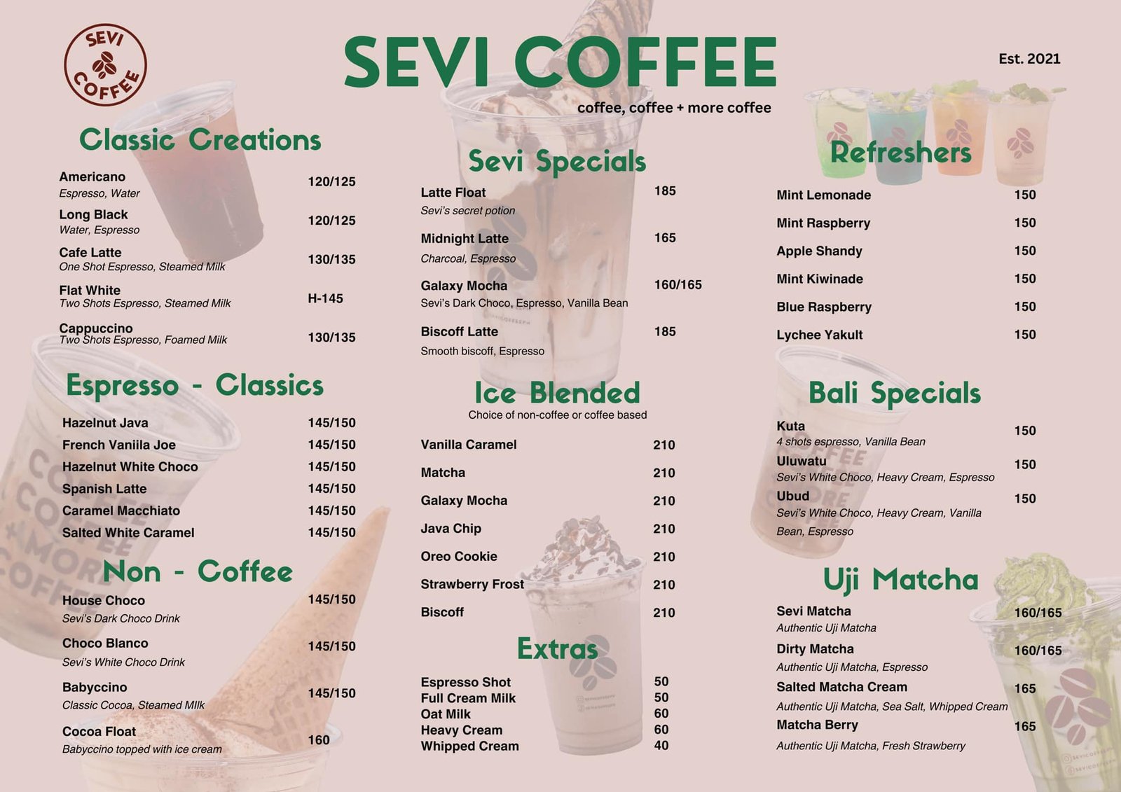 Sevi Coffee menu 1